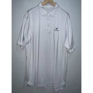 Peter Millar Polo Shirt Men's XL Striped White Blue Summer Comfort Valhalla Golf